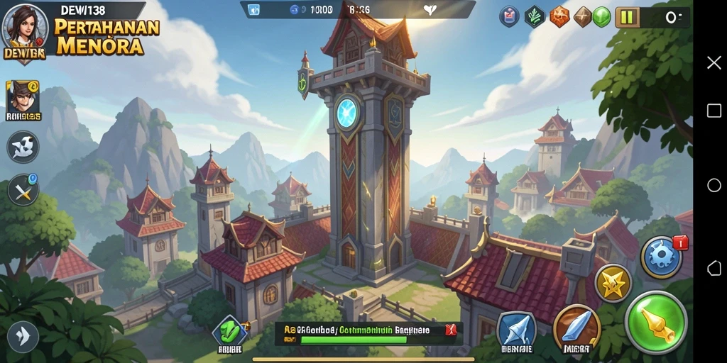 Tampilan gameplay seru DEWI138 yang penuh aksi Tower Defense.