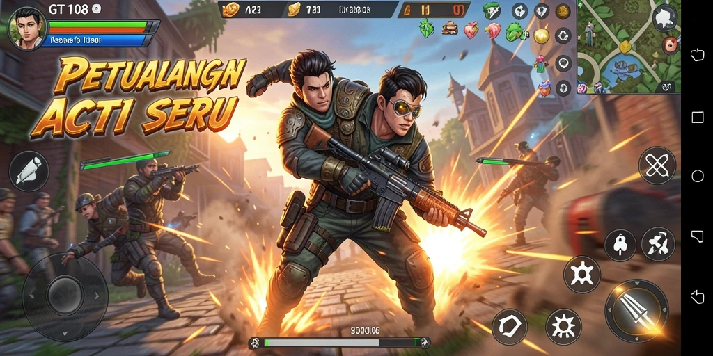 Tampilan gameplay GT108 yang mendebarkan dan penuh aksi.