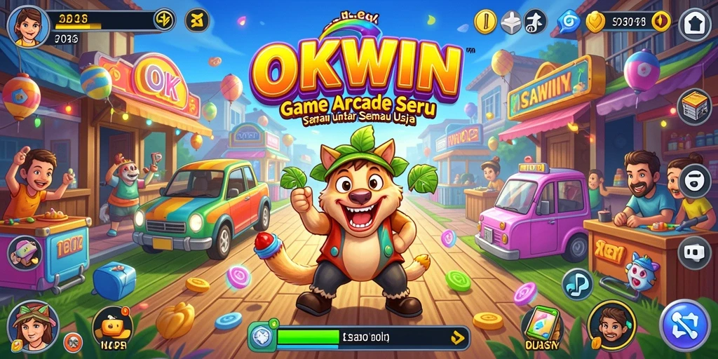Tangkapan layar gameplay OKWIN menampilkan aksi seru dan karakter menarik.