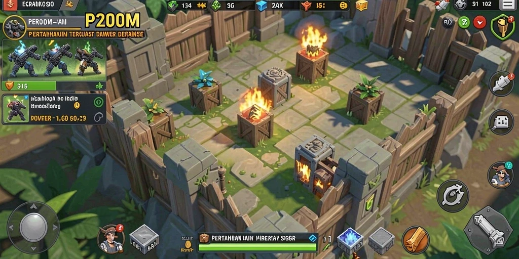 Tampilan gameplay P200M dengan aksi Tower Defense yang seru.