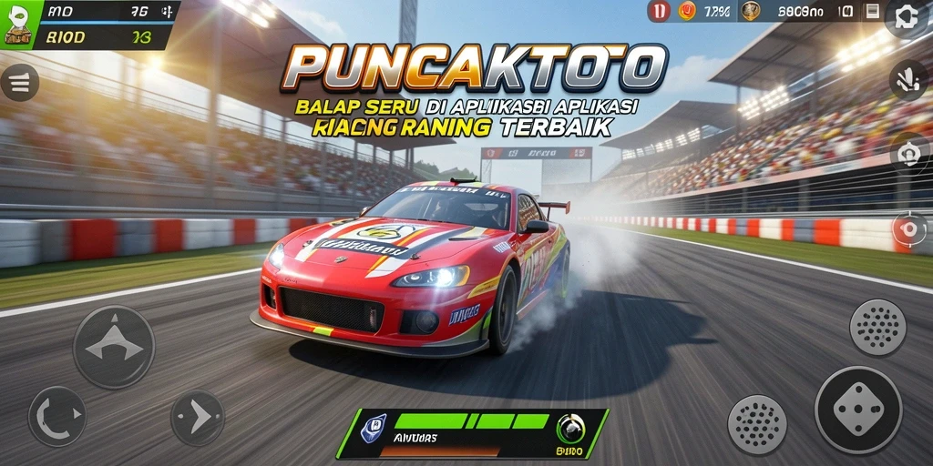 Tampilan gameplay seru di PUNCAKTOTO dengan mobil balap terbaik.