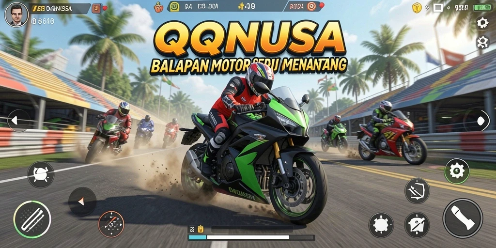 Tampilan menarik dari gameplay balapan motor di QQNUSA.