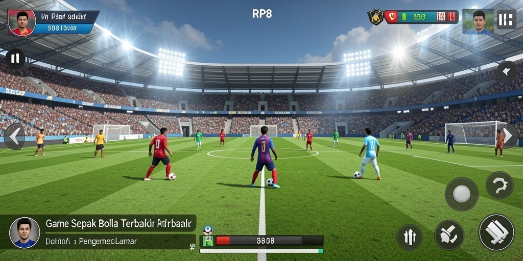 Tampilan gameplay RP8 yang memukau dalam aksi sepak bola.