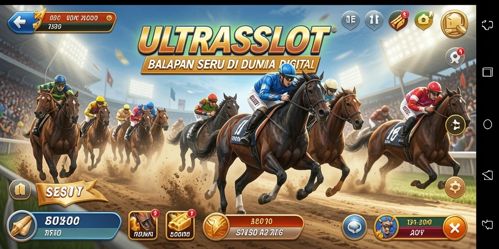 Screenshot menampilkan balapan seru di ULTRASLOT dengan grafis menawan.